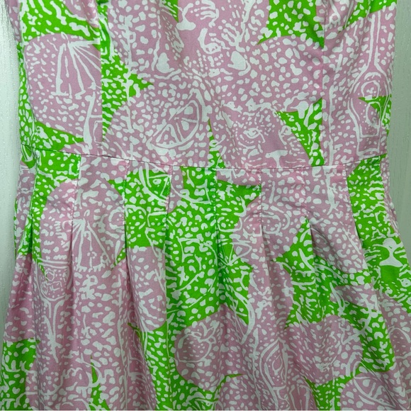 Lilly Pulitzer Dress Sz 0 Mini Green Pink Floral Fit & Flare A Line fully lined - Picture 3 of 12